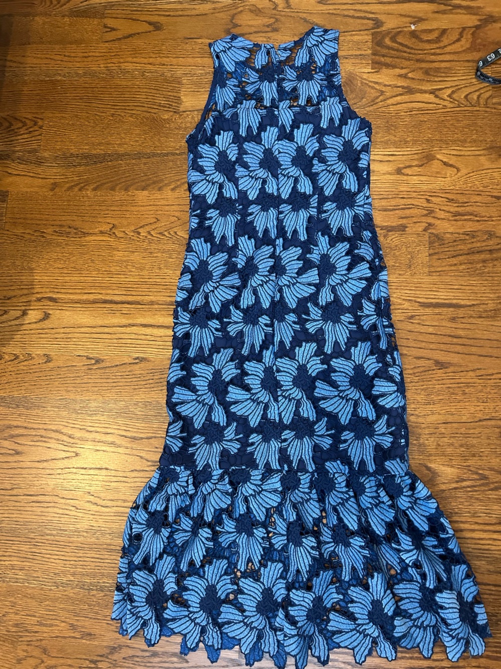 SHOSHANNA Womens Blue Floral Sleeveless Lace Bell Dress Size 0 Made in USA - Picture 3 of 8